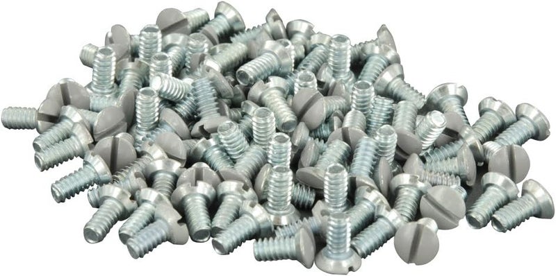 Replacement Wallplate Screws, Milled Slot Oval Head, 5/16-Inch Long 6-32 Thread, (100-Pack), 87400-PRT, Gray