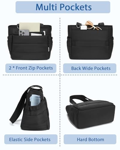 TENKIST Lunch Box Tote Bag Versatile Soft Insulated Lunchbox for Women Lightweight Stylish Simple Lunch Pail Reusable Xlarge Cooler Bag for Adults Work Office Camping Picnic Travel Outdoor Trips Black 15L - Image 3