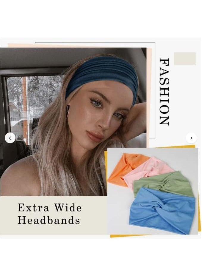 قطعتين من عصابات الرأس القطنية المحبوكة للنساء، بعقدة أنيقة، إكسسوارات شعر عصرية (أسود وبنفسجي) - Image 5