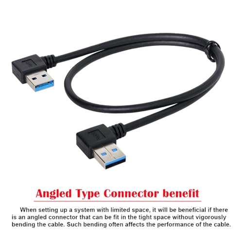 JSER USB 3.0 Type A Male 90 Degree Left Angled to USB 3.0 A Type Right Angled Extension Cable Dual Angled Type 20cm - Image 5