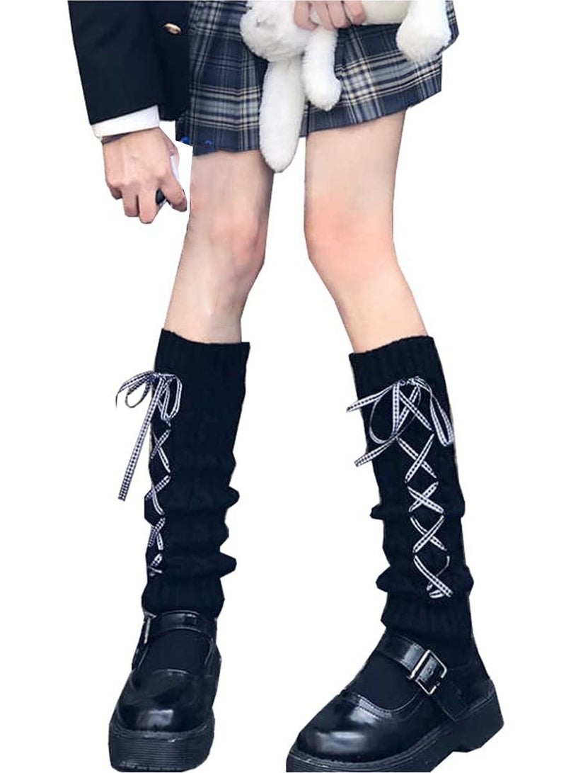 SYOSI Womens Lolita Knit Long Socks Leg Warmers Harajuku Japanese Kawaii Boot Socks Winter Ankle Heap Sock, Kawaii Leg Warmers Knee High Boot Stockings for Girls Women  - Image 1