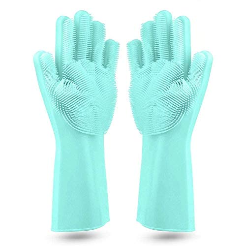 Max Home Magic Silicone Cleaning Hand Gloves for Kitchen Dishwashing and Pet Grooming, Washing Dish, Car, Bathroom (Multicolour) -Pack of 1 Pair - Image 5