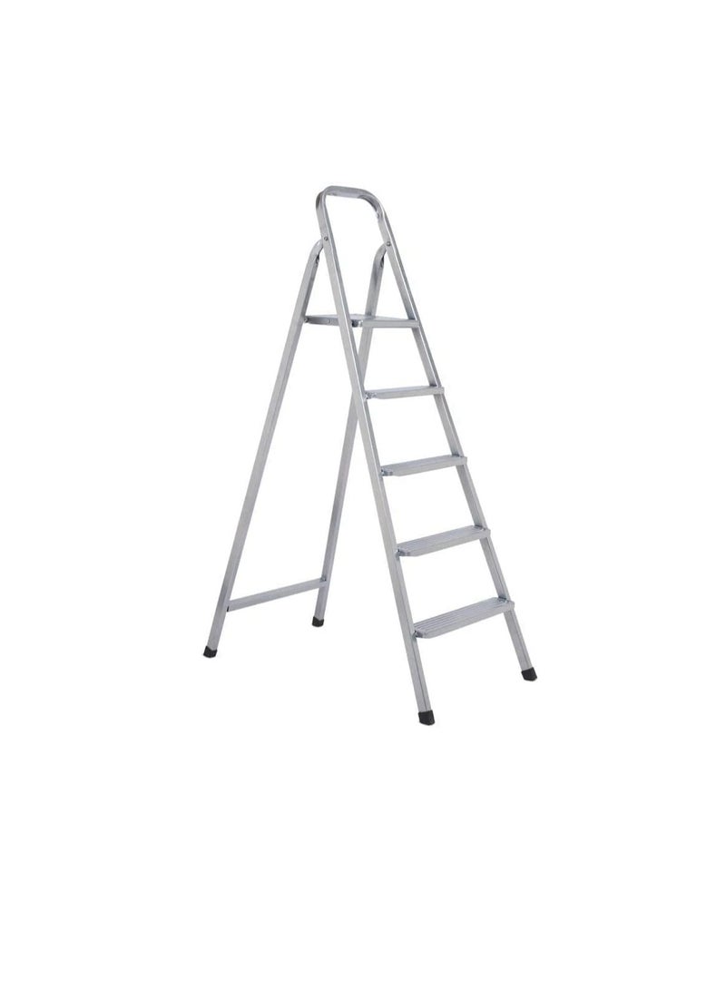 ROBUSTLINE Robustline Heavy Duty Steel Ladder, Ultra Stable Folding Ladder. (5 Step, Silver)  - Image 1