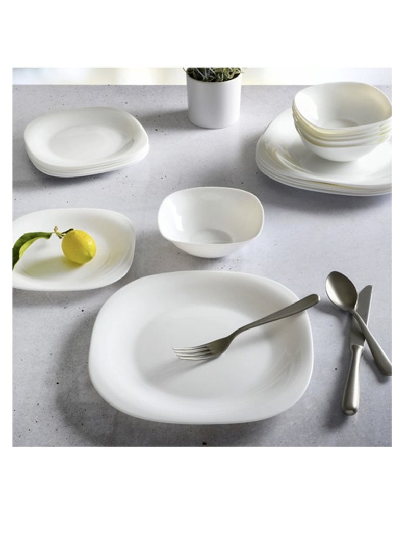 Houzi طقم عشاء هوزي 26 قطعة من الخزف الأوبال 6 أطباق عشاء 6 أطباق حلوى 6 سلطانيات 6 أطباق شوربة 1 طبق تقديم 1 وعاء تقديم خالي من BPA - Image 4