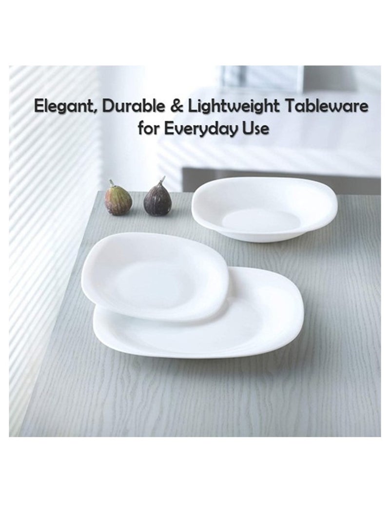 Houzi طقم عشاء هوزي 26 قطعة من الخزف الأوبال 6 أطباق عشاء 6 أطباق حلوى 6 سلطانيات 6 أطباق شوربة 1 طبق تقديم 1 وعاء تقديم خالي من BPA - Image 3