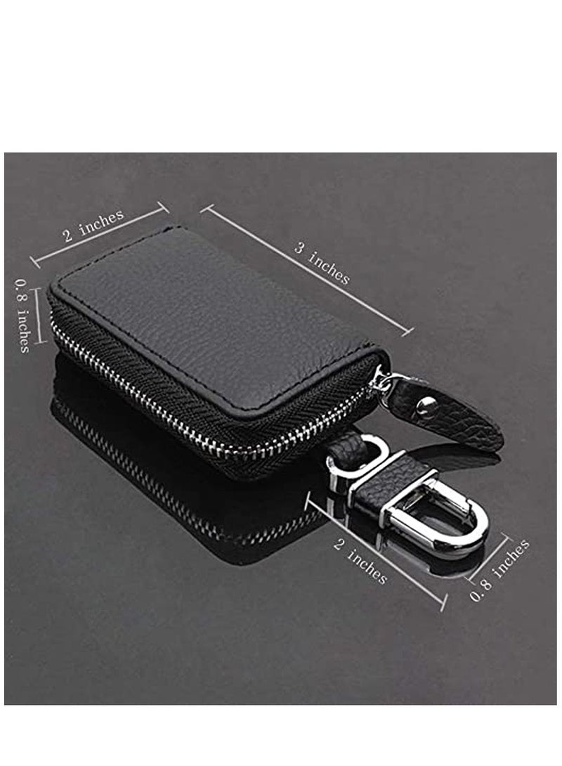 KASTWAVE Car Key Chain Key Shell Premium Leather Car Key Holder with Zipper for Car - Image 4