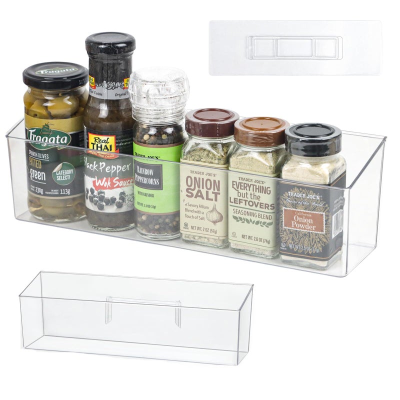 ZEXALOR Wall Mounted Organizer Bins Wall Mount Spice Rack Adhesive Hanging Bin Fridge Organizer for BathroomKitchenCabinetPantryCountertops 1223931 - Image 2