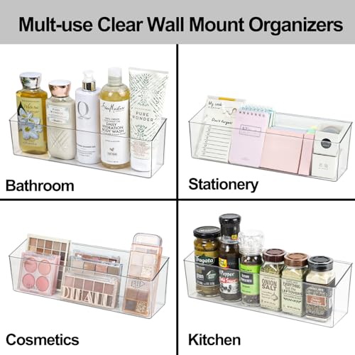 ZEXALOR Wall Mounted Organizer Bins Wall Mount Spice Rack Adhesive Hanging Bin Fridge Organizer for BathroomKitchenCabinetPantryCountertops 1223931 - Image 3
