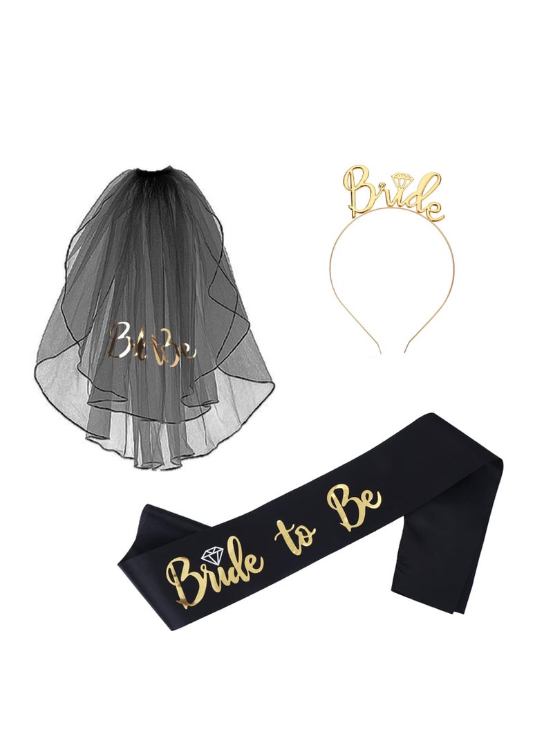 Excefore Bachelorette Party Accessories Set, Bachelorette Party Decorations Glitter Kit, 3 Piece Rose Gold Bridal Shower Decoration Accessories for Bachelorette Party Supplies - Image 1