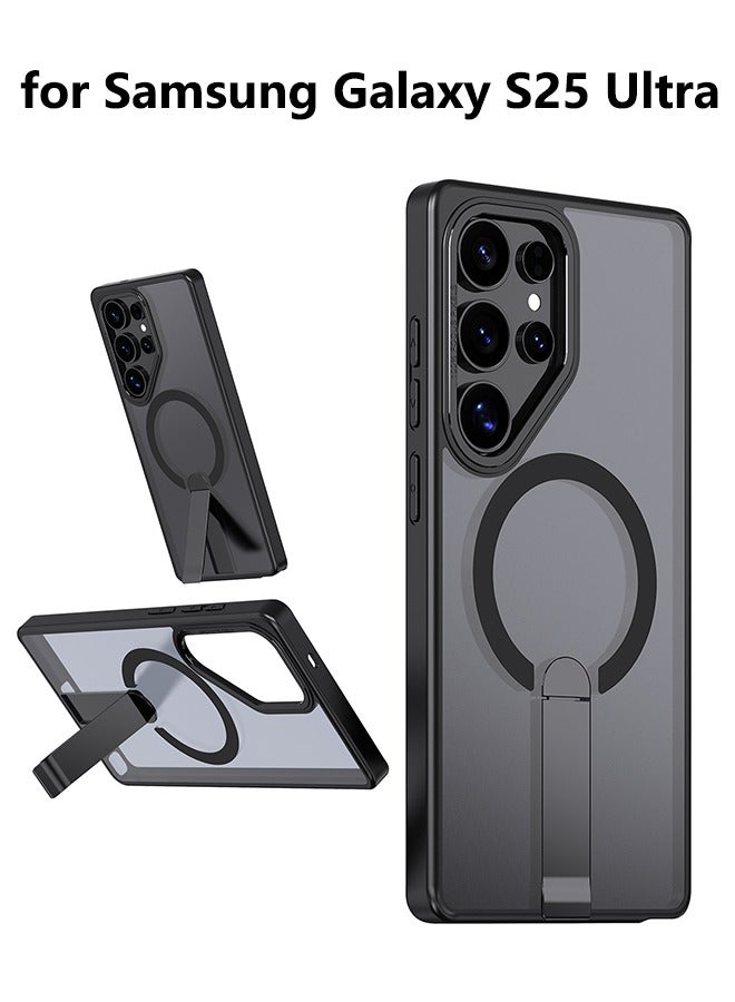 Strong Magnetic & Seamless Stand for Samsung Galaxy S25 Ultra Case, Fit for MagSafe, Mil-Grade Drop Protection, Adjustable Kickstand for Samsung Galaxy S25 Ultra Case, Slim Frosted Matte Black - Image 1