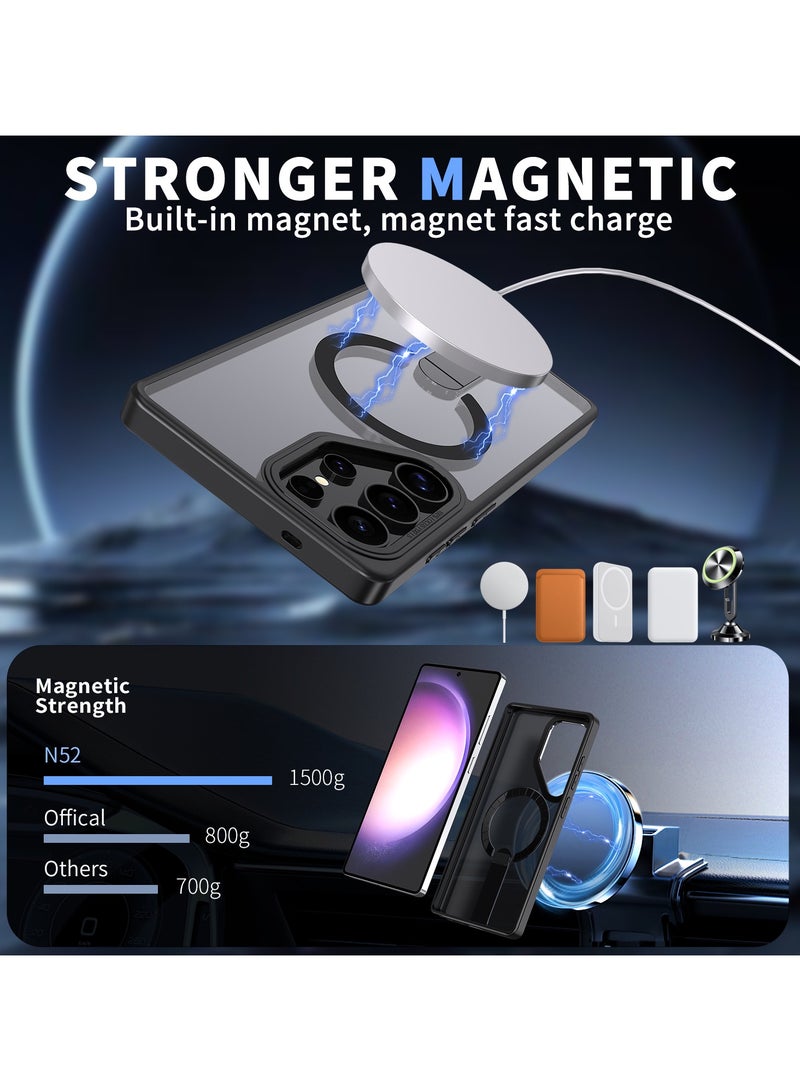 Strong Magnetic & Seamless Stand for Samsung Galaxy S25 Ultra Case, Fit for MagSafe, Mil-Grade Drop Protection, Adjustable Kickstand for Samsung Galaxy S25 Ultra Case, Slim Frosted Matte Black - Image 2