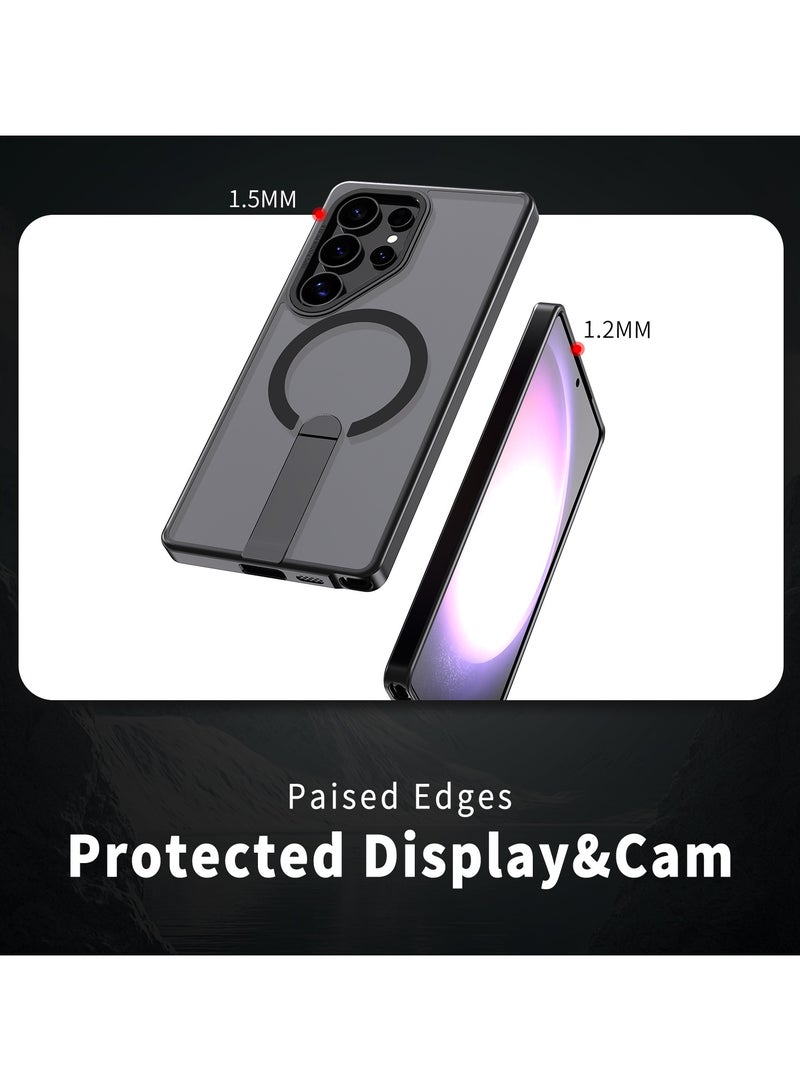 Strong Magnetic & Seamless Stand for Samsung Galaxy S25 Ultra Case, Fit for MagSafe, Mil-Grade Drop Protection, Adjustable Kickstand for Samsung Galaxy S25 Ultra Case, Slim Frosted Matte Black - Image 4