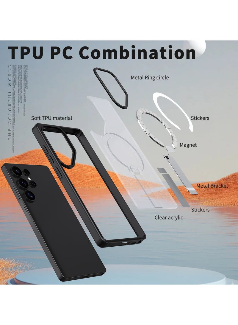 Strong Magnetic & Seamless Stand for Samsung Galaxy S25 Ultra Case, Fit for MagSafe, Mil-Grade Drop Protection, Adjustable Kickstand for Samsung Galaxy S25 Ultra Case, Slim Frosted Matte Black - Image 5