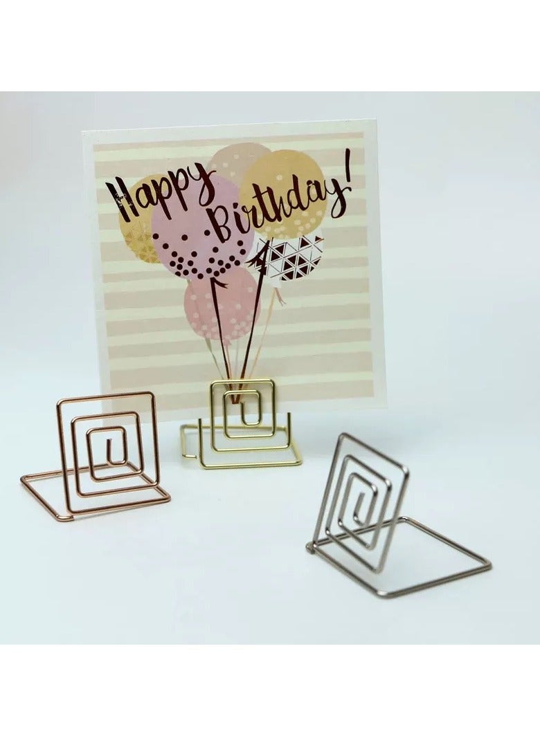 10pcs حامل بطاقة العمل mini لطيف معدن سطح المكتب عرض الوقوف لرقم الجدول مذكرة صورة الأوراق النقدية [الذهب 4 ، الفضة 3 ، الذهب الوردي 3] - Image 1