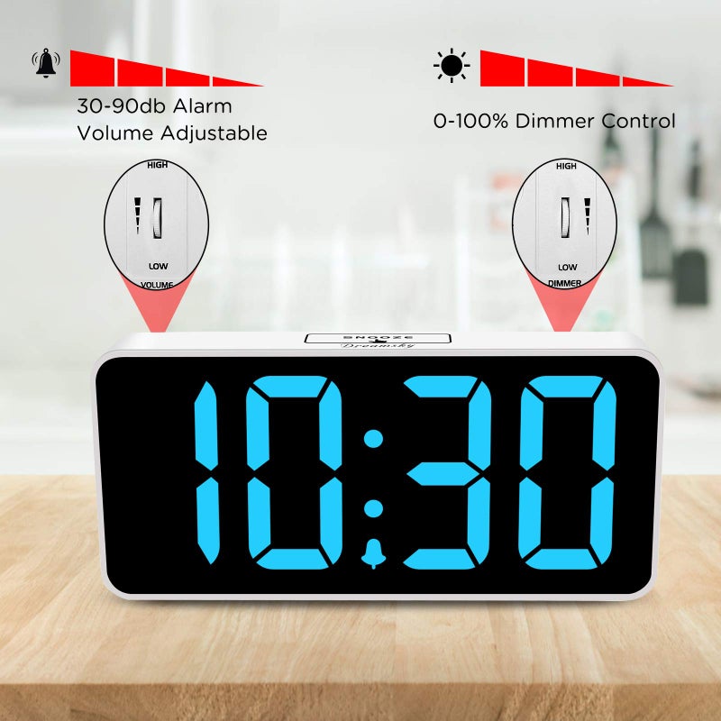 DreamSky Large Digital Alarm Clock Big Numbers for Seniors & Visually Impaired, 9 Inches Electric Clocks for Bedroom, Jumbo Display Fully Dimmable Brightness, USB Ports, Adjustable Alarm Volume - Image 5