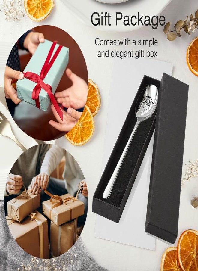 XQLZY Dad's Ice Cream Shovel Engraved Spoon, Summer Stainless Steel Cereal Ice Cream Spoons for Men Ice Cream Lover Dad Daddy, Funny Father's Day Birthday Anniversary Spoon Gifts for Best Daddy Father - Image 3