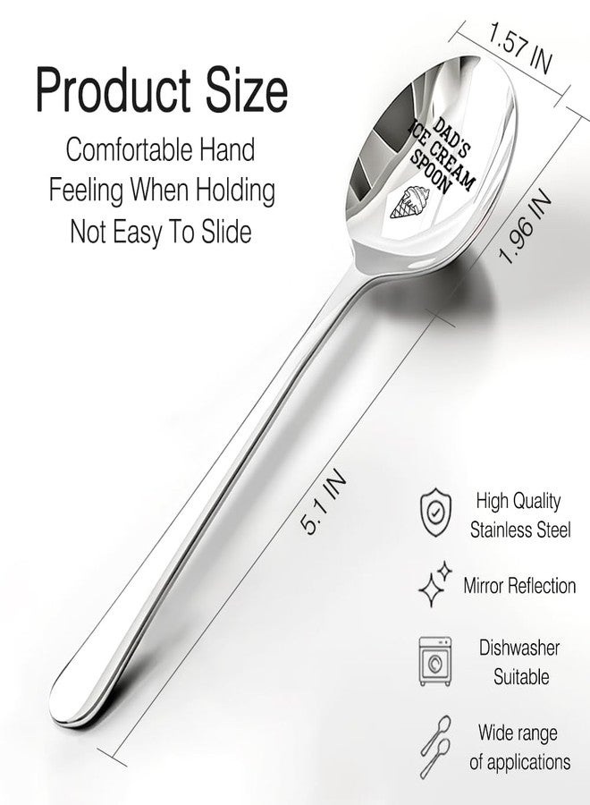 XQLZY Dad's Ice Cream Shovel Engraved Spoon, Summer Stainless Steel Cereal Ice Cream Spoons for Men Ice Cream Lover Dad Daddy, Funny Father's Day Birthday Anniversary Spoon Gifts for Best Daddy Father - Image 2