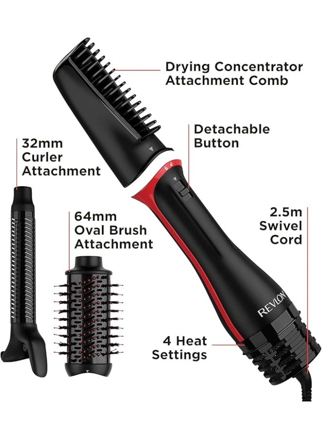 Revlon One Step Blow-Dry Multi Styler - 3 in 1 Dry, Curl and Volumizer with 3 Attachments - Detachable Head, Curler, Dryer, Styler, 4 Settings - 360 Airflow curler - RVDR5333 Black - Image 4