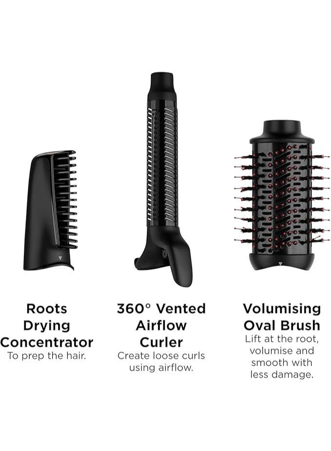 Revlon One Step Blow-Dry Multi Styler - 3 in 1 Dry, Curl and Volumizer with 3 Attachments - Detachable Head, Curler, Dryer, Styler, 4 Settings - 360 Airflow curler - RVDR5333 Black - Image 3
