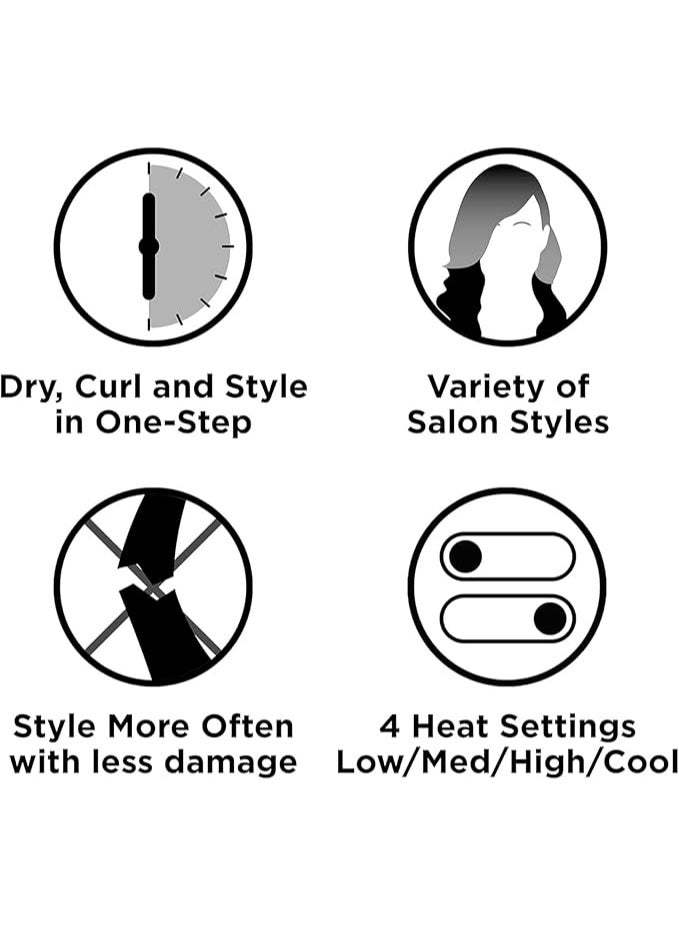 Revlon One Step Blow-Dry Multi Styler - 3 in 1 Dry, Curl and Volumizer with 3 Attachments - Detachable Head, Curler, Dryer, Styler, 4 Settings - 360 Airflow curler - RVDR5333 Black - Image 2