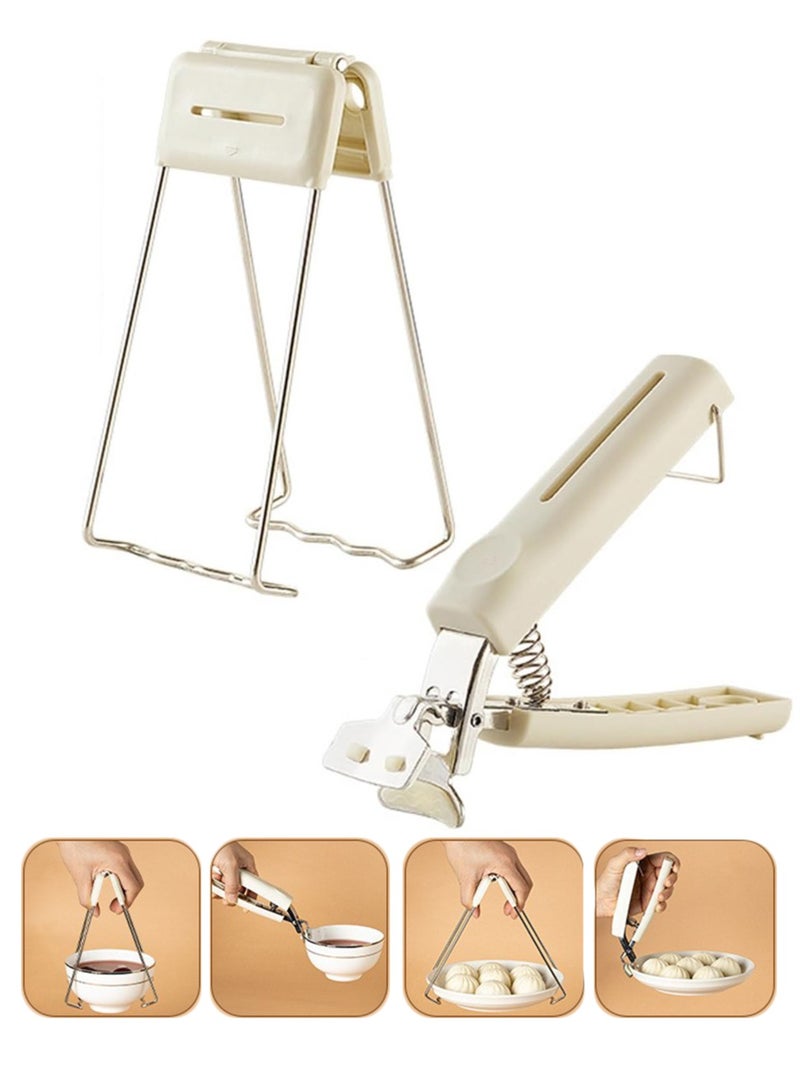 Bukela Kitchen Hot Plate Clips, Stainless Steel Bowl Clip Set, 2 Piece Folding Hot Plate Clips, Air Fryer Pot Holder, Heat Resistant Non-Slip Handle Not Easy to Fall Off - Image 1