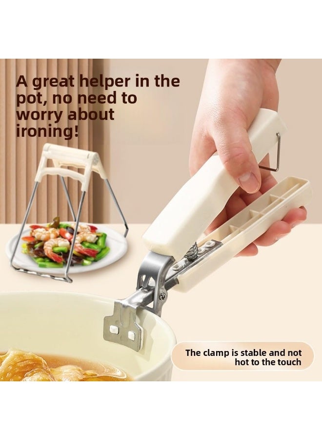 Bukela Kitchen Hot Plate Clips, Stainless Steel Bowl Clip Set, 2 Piece Folding Hot Plate Clips, Air Fryer Pot Holder, Heat Resistant Non-Slip Handle Not Easy to Fall Off - Image 3