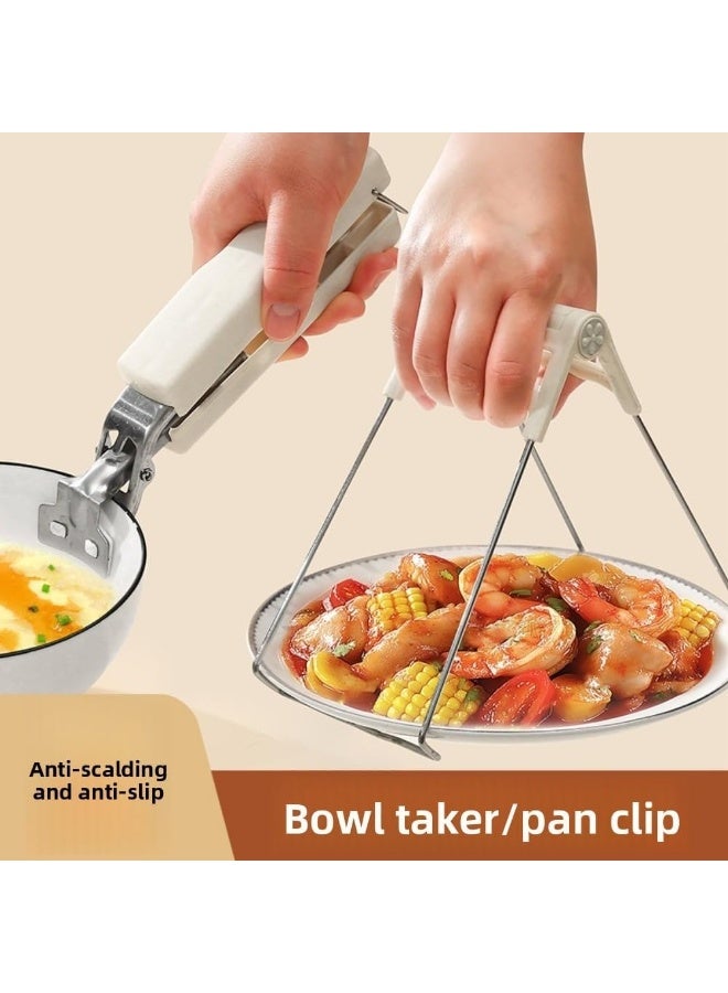 Bukela Kitchen Hot Plate Clips, Stainless Steel Bowl Clip Set, 2 Piece Folding Hot Plate Clips, Air Fryer Pot Holder, Heat Resistant Non-Slip Handle Not Easy to Fall Off - Image 2