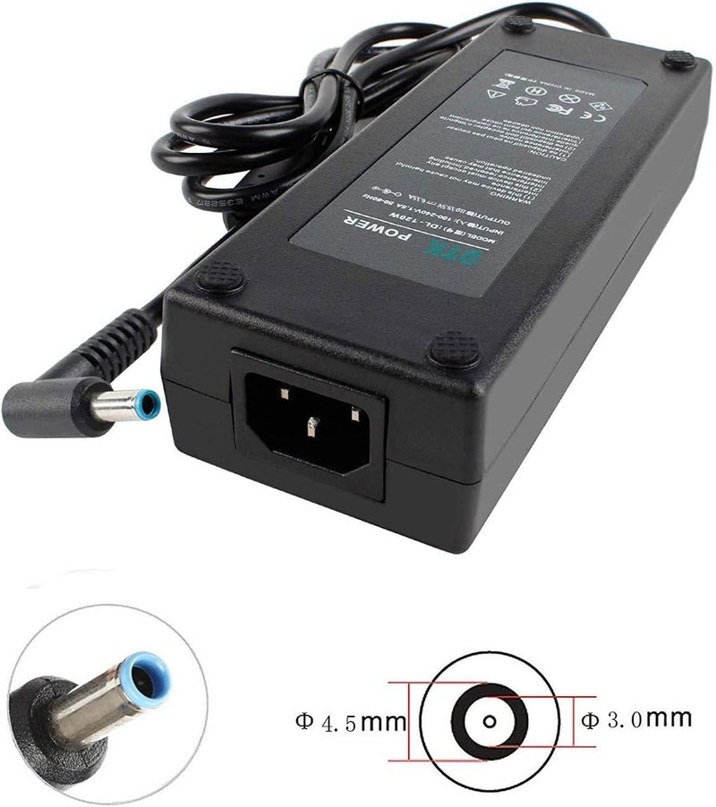 DTK شاحن كمبيوتر محمول 120W 19.5V 6.15A بديل لأجهزة HP المحمولة، سلك طاقة الكمبيوتر، محول تيار متردد، سلسلة Pavilion ENVY OMEN WASD، موصل: 4.5 × 3.0 مم - Image 2