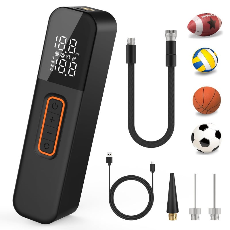 BAMCOO Ball Pump for Sports Balls, Portable Electric Ball Pump with 2 Needles &1 Air Nozzle, Digital Display Pressure Gauge, Fast Inflation, Sports Air Pump for Basketball Soccer Football Volleyball - Image 1