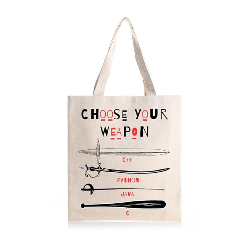 STRUTT Foldable Canvas Tote Bag for Women, Tote Bag for College Girls,100% Organic Cotton Reusable Shopping Bag for Grocery, Eco-Friendly Multi-Purpose Bag for Travel & Daily Use - Choose Your Weapon - Image 1