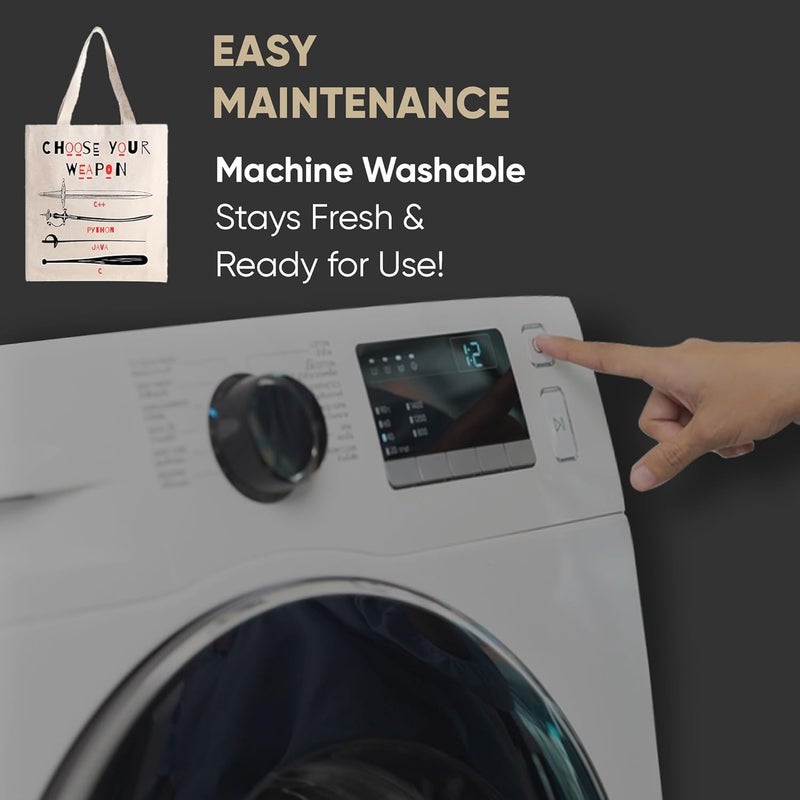 STRUTT Foldable Canvas Tote Bag for Women, Tote Bag for College Girls,100% Organic Cotton Reusable Shopping Bag for Grocery, Eco-Friendly Multi-Purpose Bag for Travel & Daily Use - Choose Your Weapon - Image 5