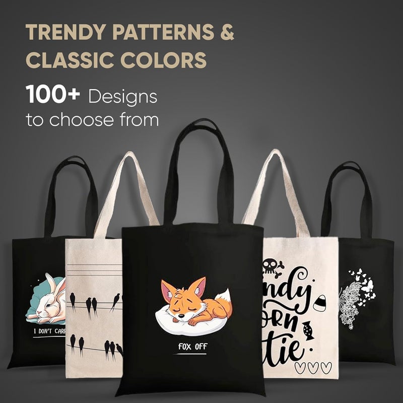 STRUTT Foldable Canvas Tote Bag for Women, Tote Bag for College Girls,100% Organic Cotton Reusable Shopping Bag for Grocery, Eco-Friendly Multi-Purpose Bag for Travel & Daily Use - Choose Your Weapon - Image 3