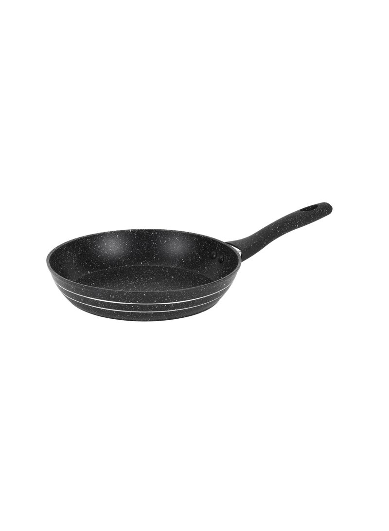 رويال فورد مقلاة رويال فورد 28 سم من سلسلة سمارت جرانيت - RF11872 / هيكل ألمنيوم مطروق قوي مع طلاء غير لاصق ومقبض ناعم مقاوم للحرارة / قاعدة تحريض، متوافقة مع لوحات التسخين، الهالوجين، السيراميك وموقد الغاز / مثالية للقلي، القلي السريع، التوابل / سوداء - Image 1