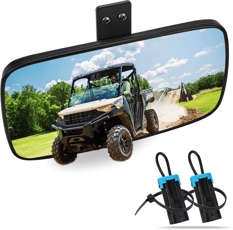 UNIGT Ranger Rear View Mirror, Center Convex Rearview Mirrors Compatible with 2017-2025 Polaris Ranger 500 570 900 XP 1000 XP/Crew Fits Factory Present Drop Down Mounting Tab 2879969 - Image 1
