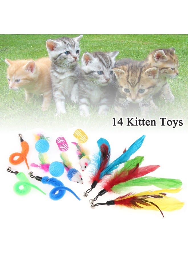 مجموعة ألعاب قطط مكونة من 14 قطعة للقطط الصغيرة في الأماكن المغلقة: ألعاب تفاعلية للحيوانات الأليفة مع مسار تمرين قناة قوس قزح - Image 2