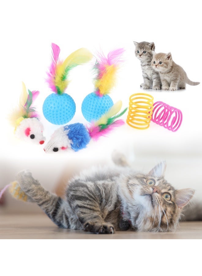 مجموعة ألعاب قطط مكونة من 14 قطعة للقطط الصغيرة في الأماكن المغلقة: ألعاب تفاعلية للحيوانات الأليفة مع مسار تمرين قناة قوس قزح - Image 3