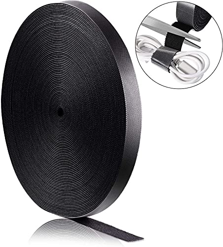 Immech - Reusable Cable Ties Strap with Double Sided Hook & Loop Wire Organizer, Cord Ties for Tablet Laptop PC TV Home Office Electronics Wire, DIY, 36 Meter (Color: Black) - Image 2