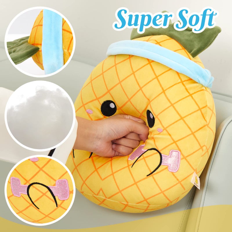 BSTAOFY Cute Pineapple Fruit Soft Plush Pillow Llifting A Barbell Working Out Squishy Animal Cushion Body Pillow Birthday for Toddler Kids Boys Girls  14 - Image 4