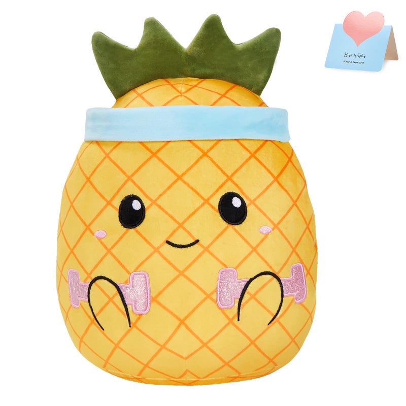 BSTAOFY Cute Pineapple Fruit Soft Plush Pillow Llifting A Barbell Working Out Squishy Animal Cushion Body Pillow Birthday for Toddler Kids Boys Girls  14 - Image 1