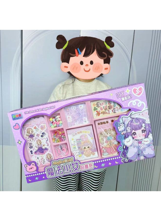 Cute Hand Account DI Set Gift Box High Value Students Kindergarten Push Gift Hand Account Book Gift Box Full Set-Color:6603 Magic Girl Goo Card Set  - Image 3