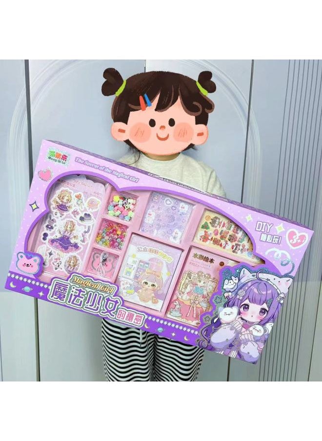Cute Hand Account DI Set Gift Box High Value Students Kindergarten Push Gift Hand Account Book Gift Box Full Set-Color:6603 Magic Girl Goo Card Set  - Image 2