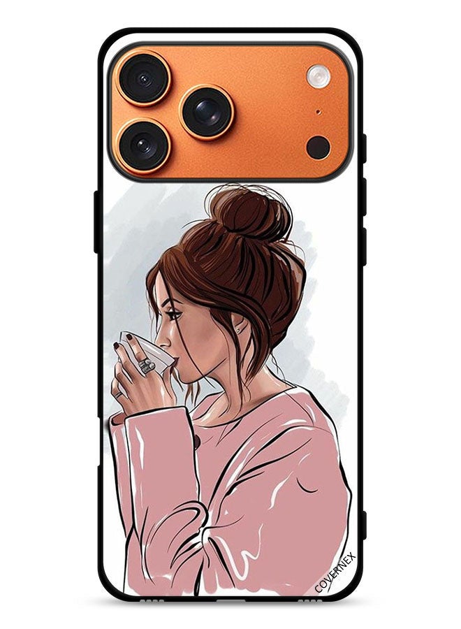 Covernex Apple iPhone 17 Pro Max Protective Case Cover Girl Drinking Tea Art - Image 1