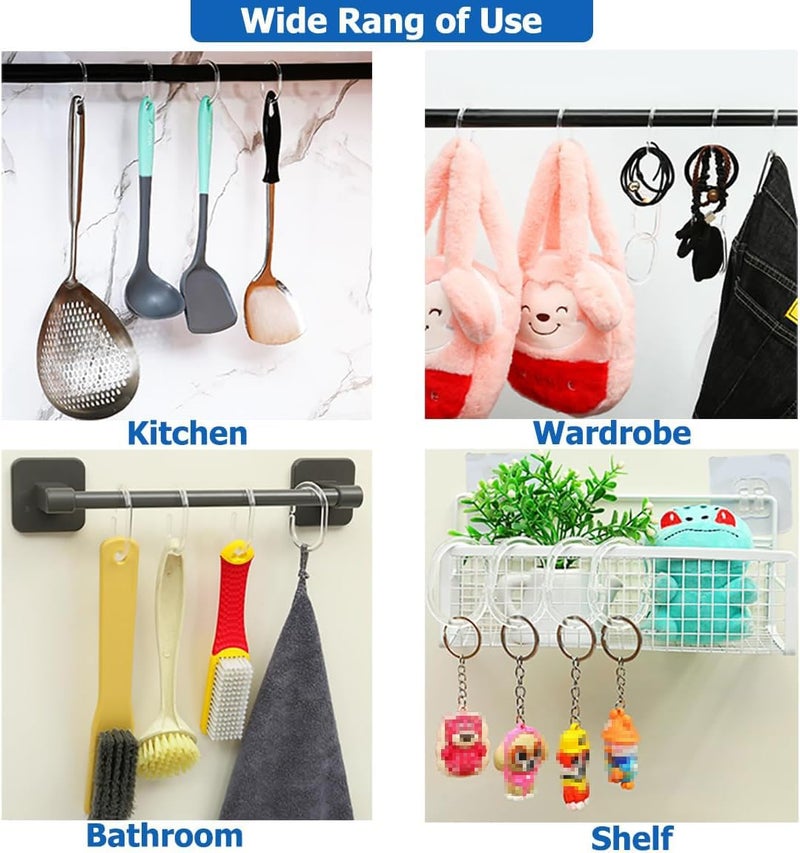 Resze 24 PCS Shower Curtain Rings, Plastic Clear Shower Curtain Hooks, C-Shaped Rings Hook Hanger Bathroom Shower Window Rod - Image 3