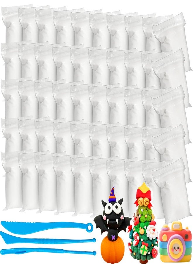 Blvochnnt 50 Pack White Air Dry Foam Clay,Moldable Soft Lightweight Clays with 3 Pcs Sculpting Knives for Kids,Art Craft Supplies,School Rewards 1.3lb - Image 1
