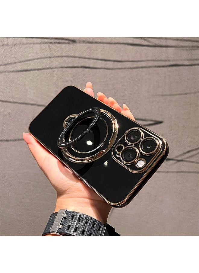 Generic - iPhone 15 Pro Max Case Cover with 360° Rotatable Ring Stand Women Luxury Plating Soft Silicone Magsafe Shockproof Protective Back Cover with Camera Lens Protectors Support Wireless Charging - Image 1