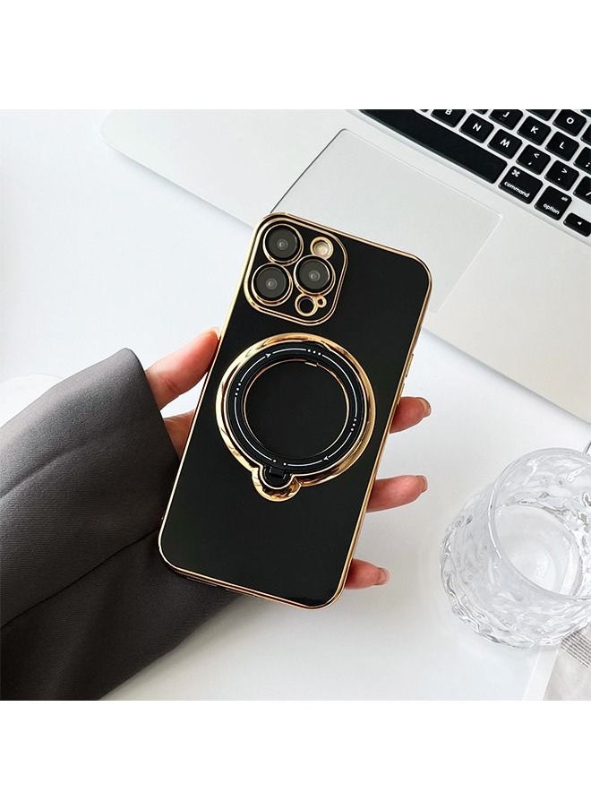 Generic - iPhone 15 Pro Max Case Cover with 360° Rotatable Ring Stand Women Luxury Plating Soft Silicone Magsafe Shockproof Protective Back Cover with Camera Lens Protectors Support Wireless Charging - Image 1