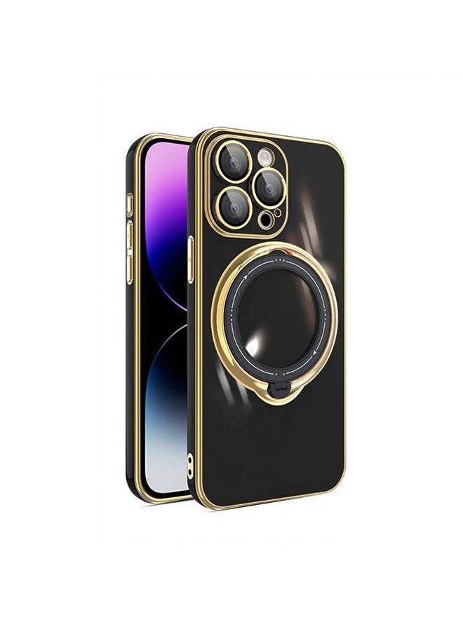 Generic - iPhone 15 Pro Max Case Cover with 360° Rotatable Ring Stand Women Luxury Plating Soft Silicone Magsafe Shockproof Protective Back Cover with Camera Lens Protectors Support Wireless Charging - Image 1