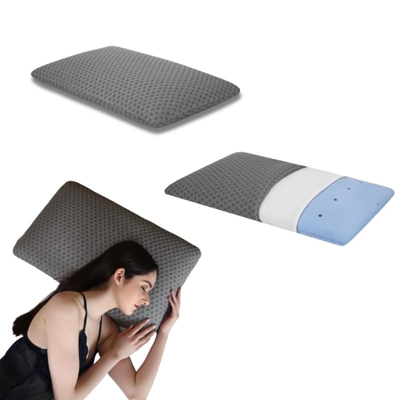 Dormyo 2.5 Inch Height Memory Foam Pillow for Neck Pain and Shoulder Pain - Orthopedic Gel Infused Memory Foam Soft Pillows for Sleeping - Pack of 1 Luxe - Image 1