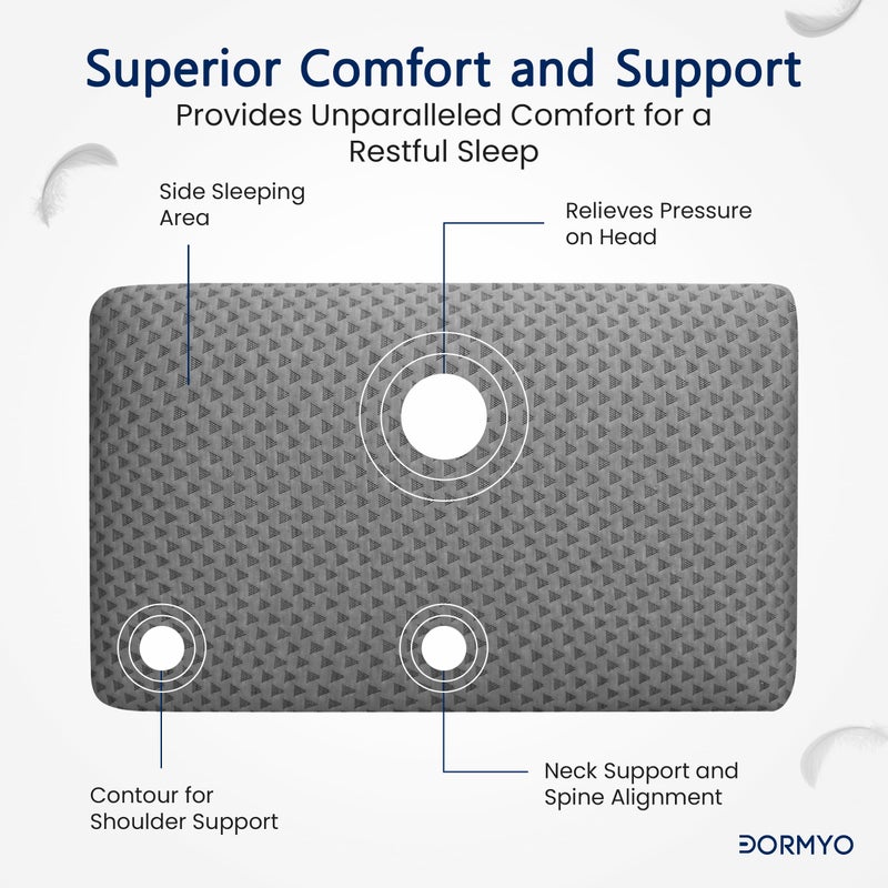 Dormyo 2.5 Inch Height Memory Foam Pillow for Neck Pain and Shoulder Pain - Orthopedic Gel Infused Memory Foam Soft Pillows for Sleeping - Pack of 1 Luxe - Image 2