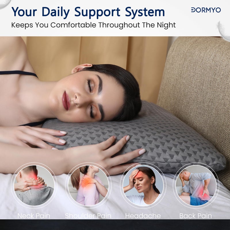 Dormyo 2.5 Inch Height Memory Foam Pillow for Neck Pain and Shoulder Pain - Orthopedic Gel Infused Memory Foam Soft Pillows for Sleeping - Pack of 1 Luxe - Image 4